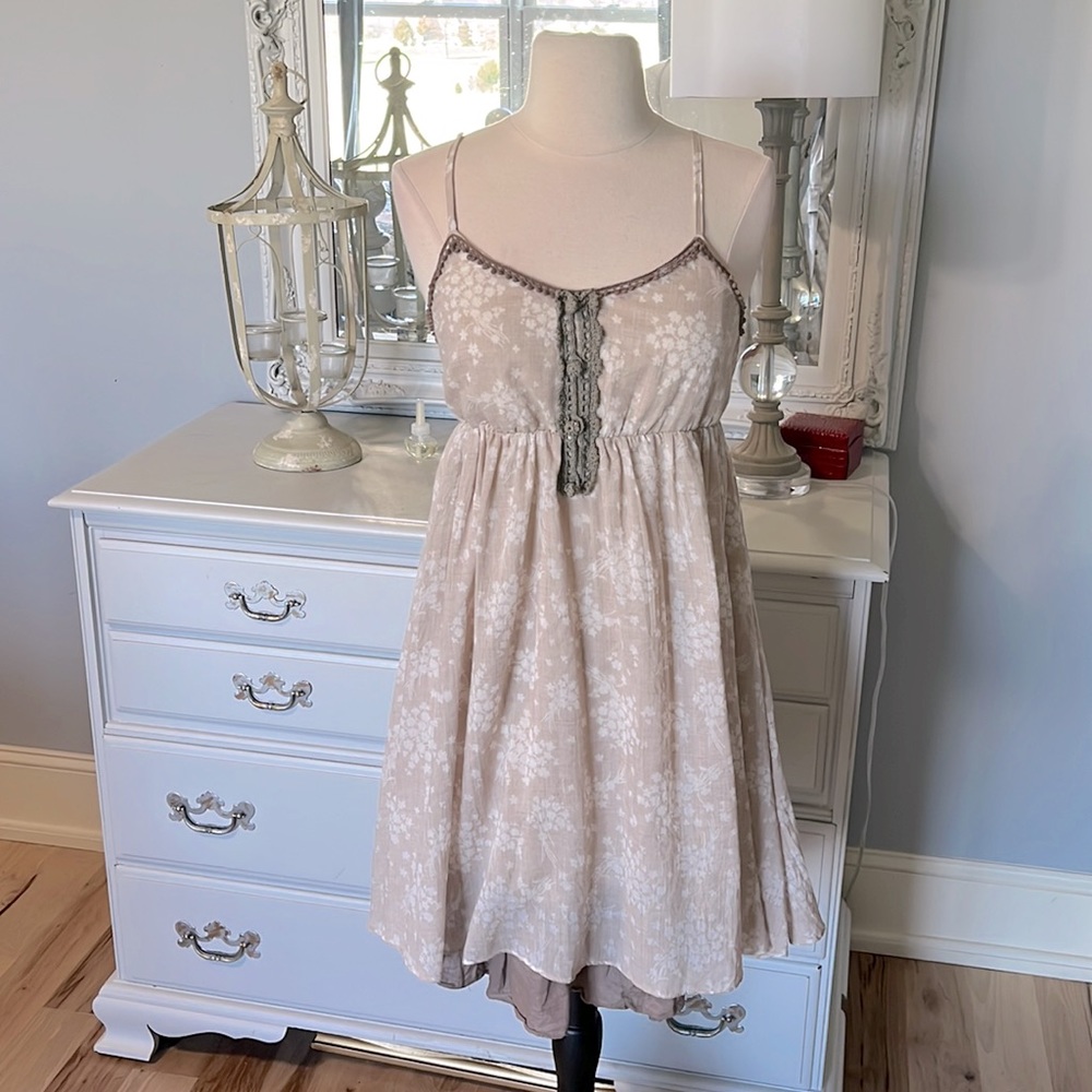A Reve Babydoll Dress Summer Peasant Spaghetti Strap Womens  Small